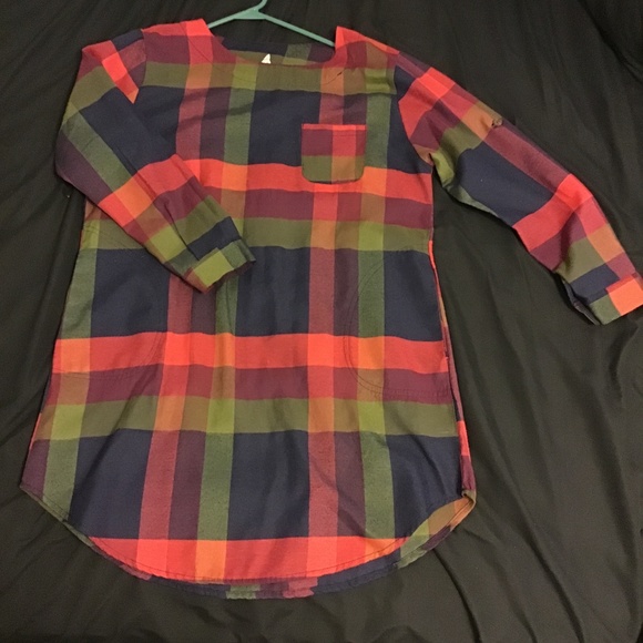 Long Sleeve Plaid Midi Dress - Picture 1 of 3